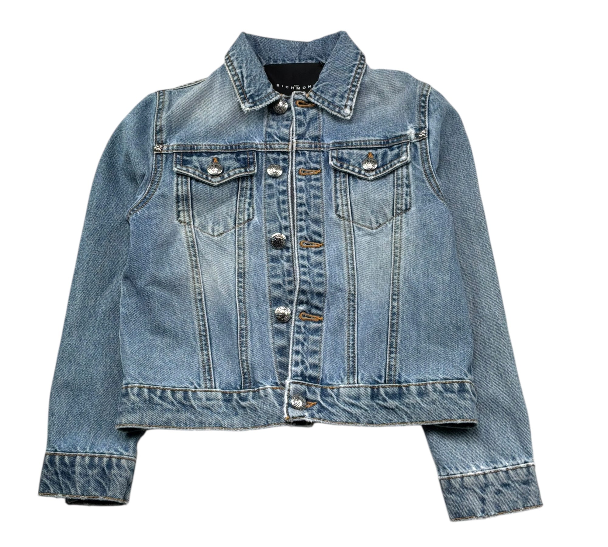 John Richmond Giubbino In Denim Tinta Unita con Logo per Bambino RBP26050GB AZZURRO JOHN RICHMOND 