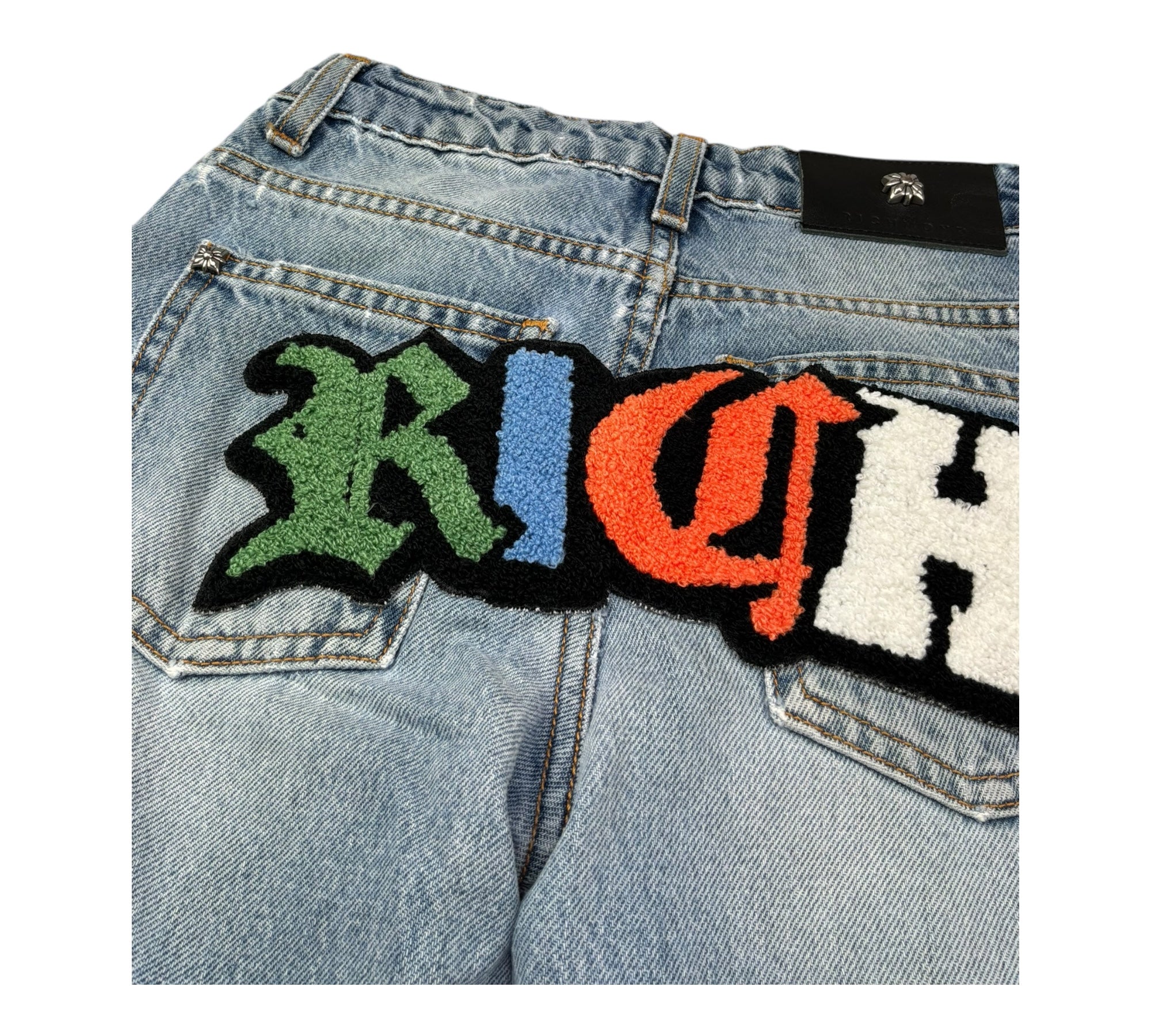 John Richmond Jeans Tinta Unita con Logo E Girovita Regolabile per Bambino RBP26059JE AZZURRO JOHN RICHMOND 