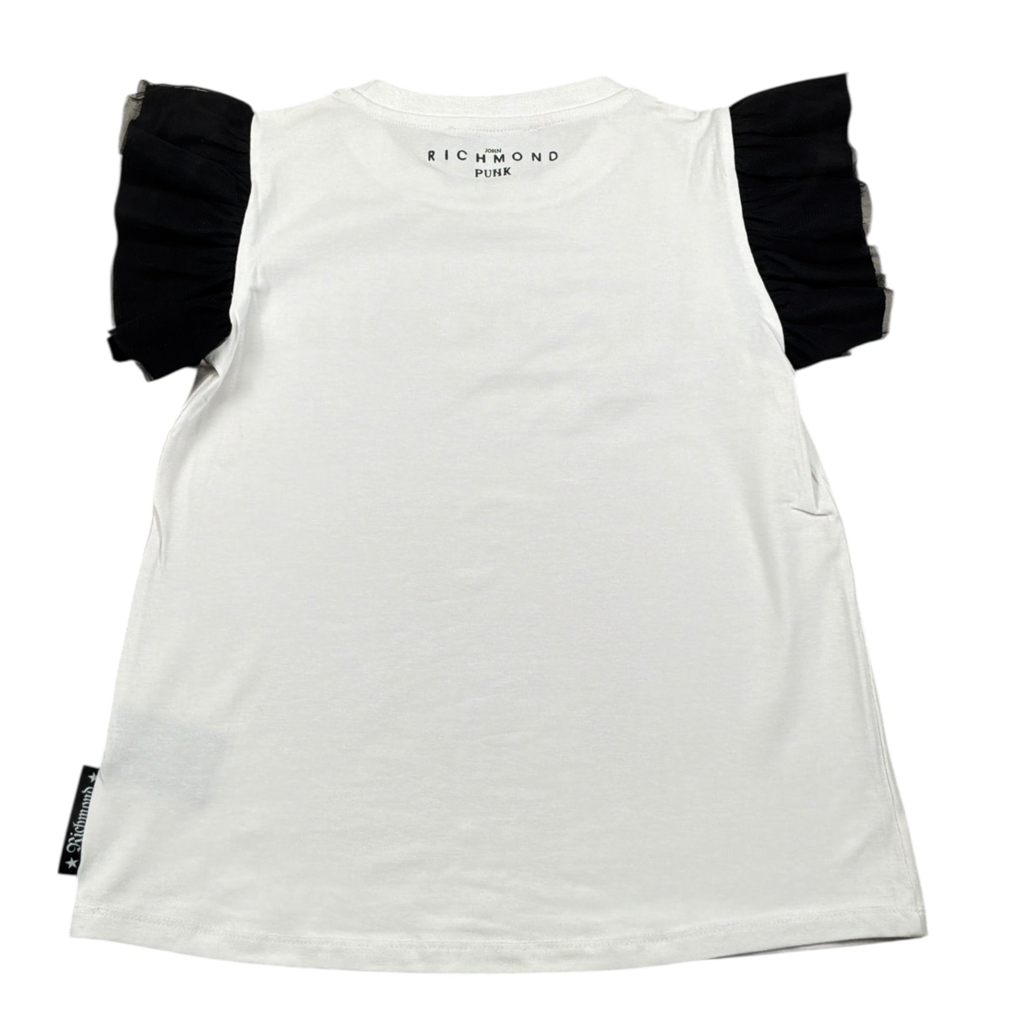 John Richmond T-Shirt tinta unita con Stampa E Rouches Bianco per Bambina RGP23070TS BIANCO JOHN RICHMOND 