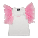 John Richmond T-Shirt Girocollo tinta unita con Maniche In Tulle Bianco per Bambina RGP2408TS BIANCO JOHN RICHMOND 