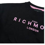 John Richmond Felpa Chiusa Girocollo Tinta Unita con Logo per Bambina RGP25003FE NERO JOHN RICHMOND 