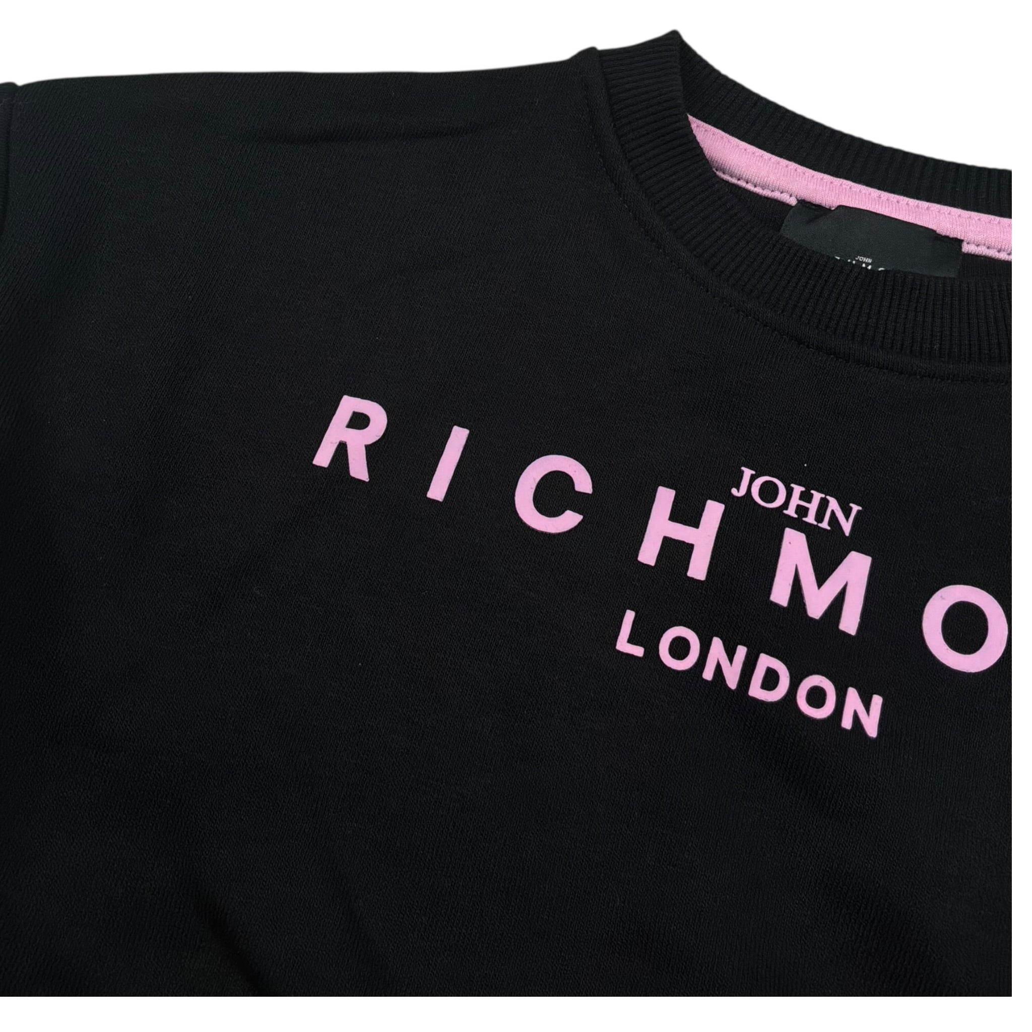 John Richmond Felpa Chiusa Girocollo Tinta Unita con Logo per Bambina RGP25003FE NERO JOHN RICHMOND 
