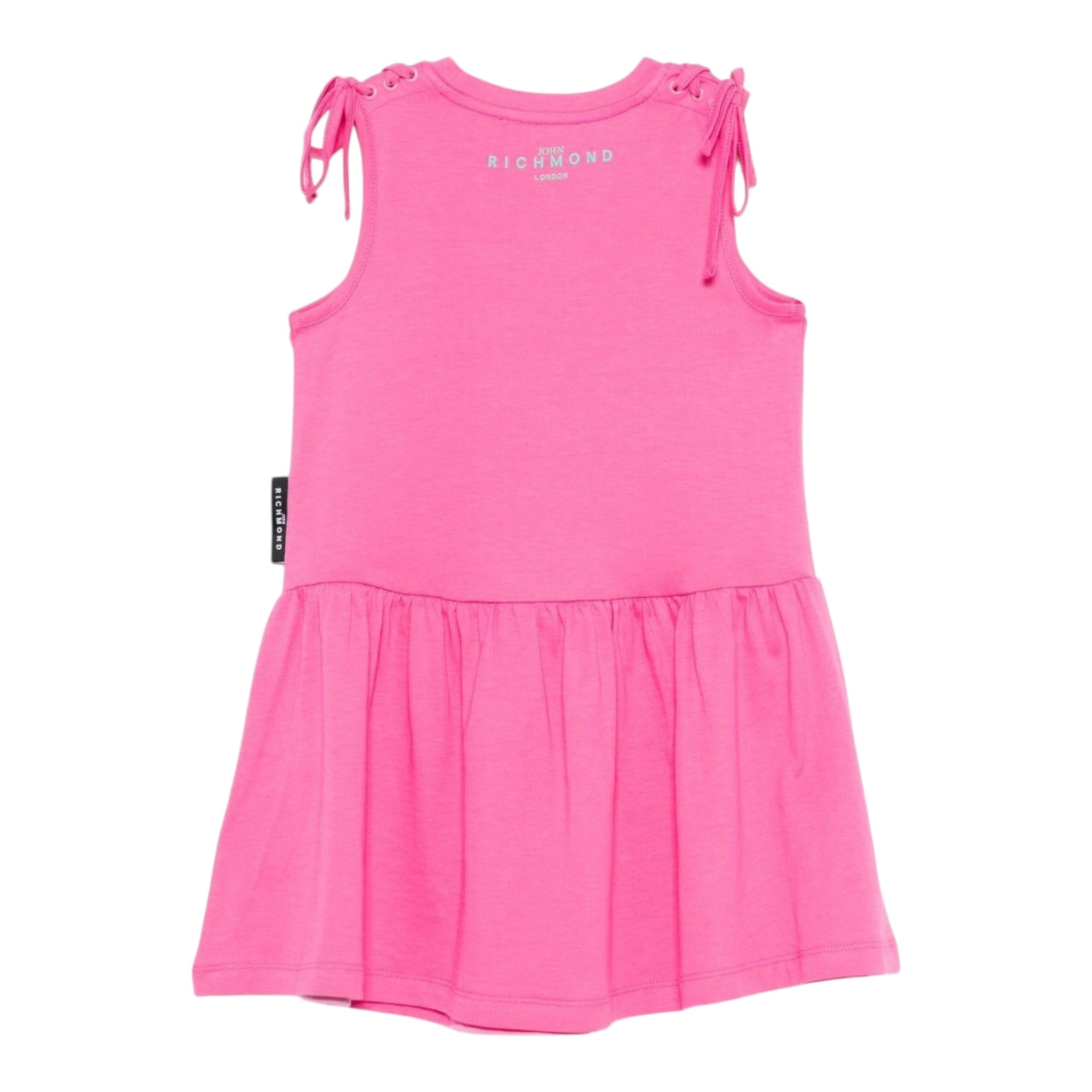 John Richmond Abito Tinta Unita con Logo Girocollo per Bambina RGP25008VEX FUXIA JOHN RICHMOND 