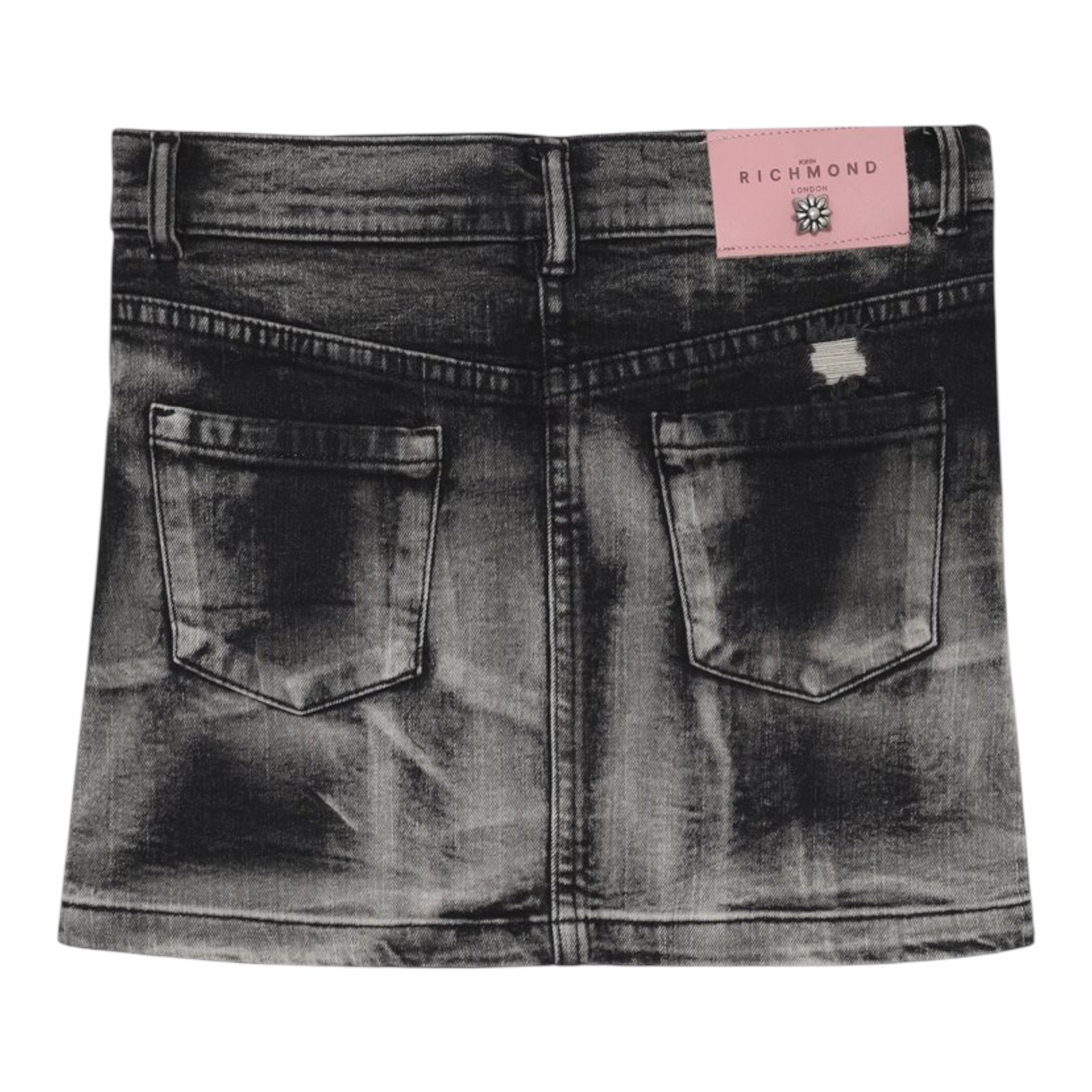 John Richmond Gonna In Denim tinta unita con Girovita Regolabile Nero per Bambina RGP25016GOXX NERO JOHN RICHMOND 