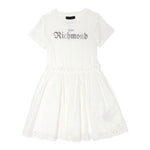 John Richmond Abito Mezza Manica tinta unita con Logo Bianco per Bambina RGP25106VE BIANCO JOHN RICHMOND 
