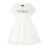 John Richmond Abito Mezza Manica tinta unita con Logo Bianco per Bambina RGP25106VE BIANCO JOHN RICHMOND 