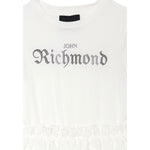 John Richmond Abito Mezza Manica tinta unita con Logo Bianco per Bambina RGP25106VE BIANCO JOHN RICHMOND 
