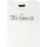 John Richmond Abito Mezza Manica tinta unita con Logo Bianco per Bambina RGP25106VE BIANCO JOHN RICHMOND 