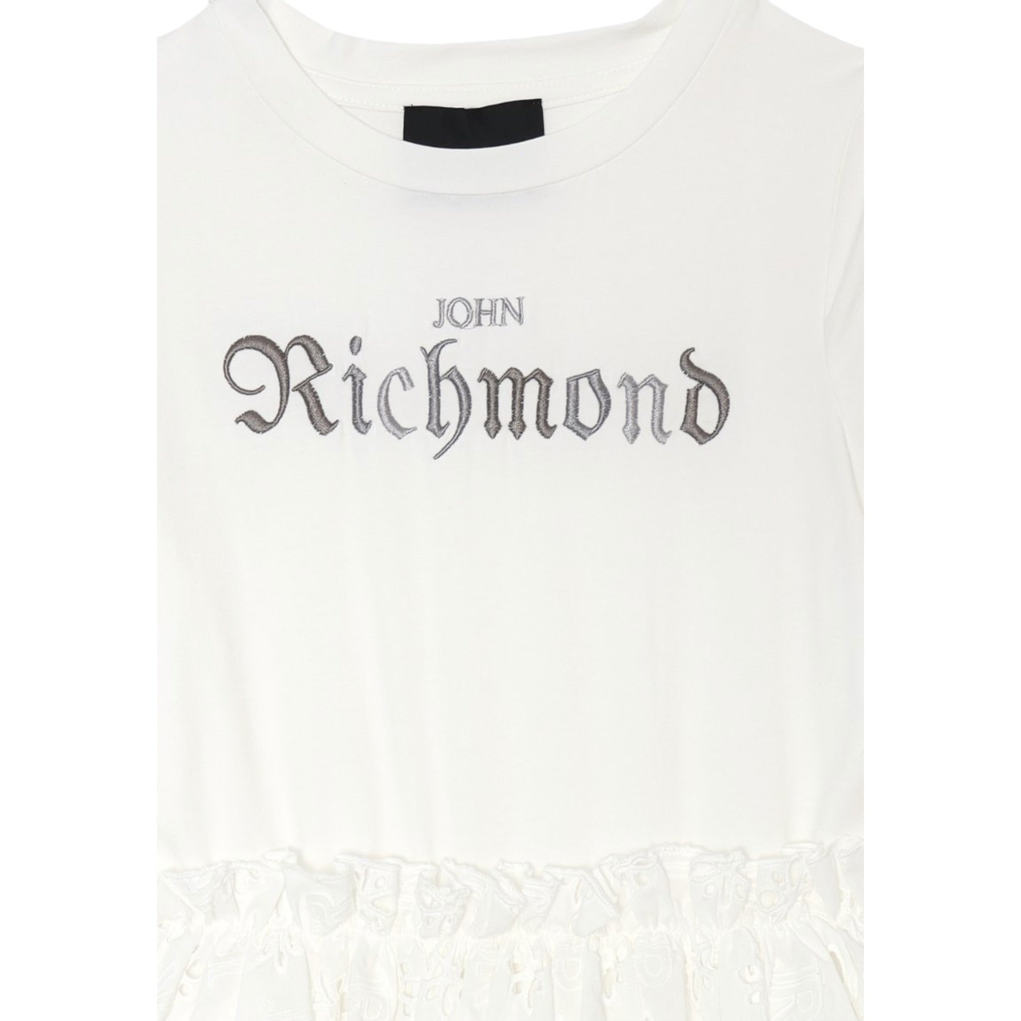 John Richmond Abito Mezza Manica tinta unita con Logo Bianco per Bambina RGP25106VE BIANCO JOHN RICHMOND 