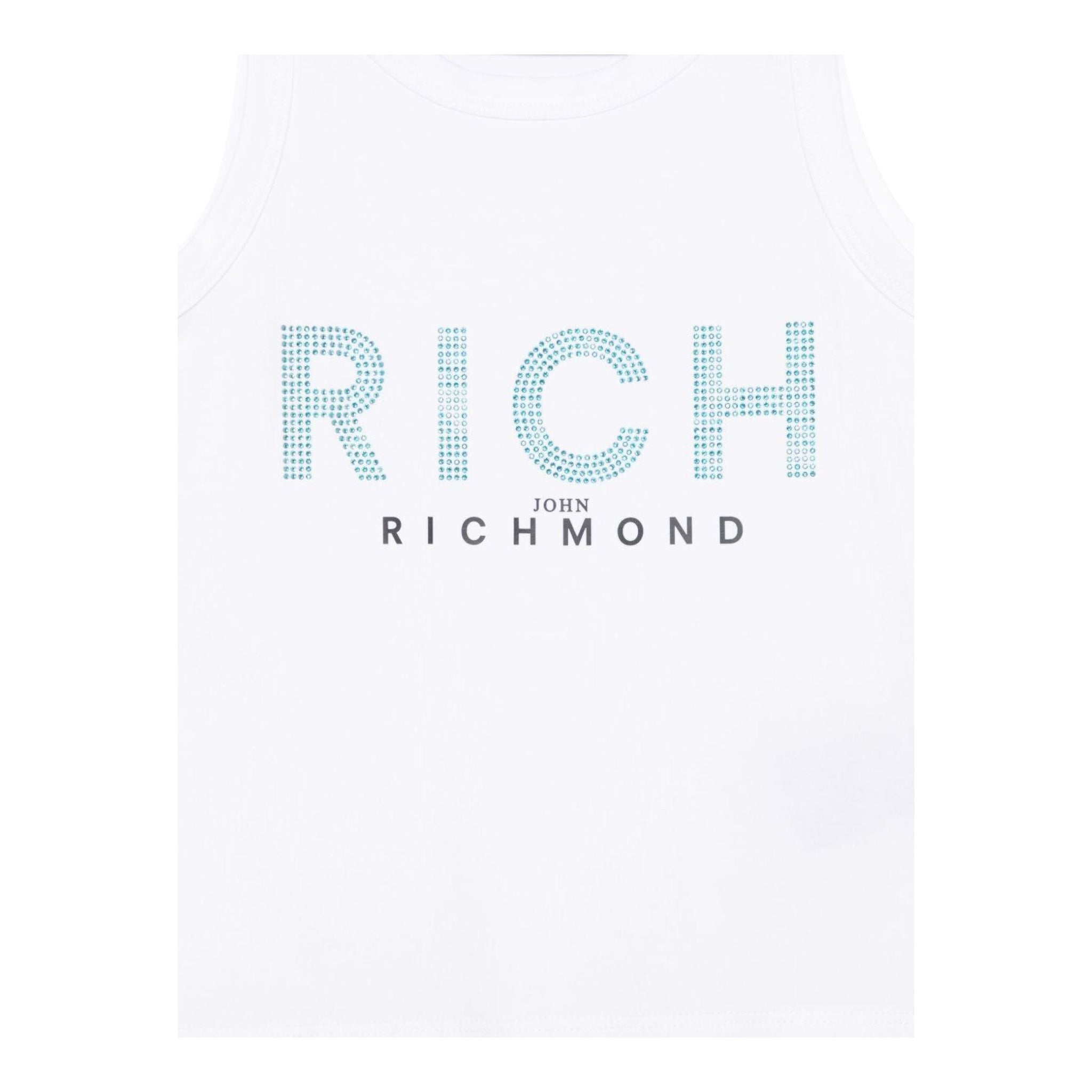 John Richmond Canotta Tinta Unita con Brillantini per Bambina RGP25133CN BIANCO JOHN RICHMOND 