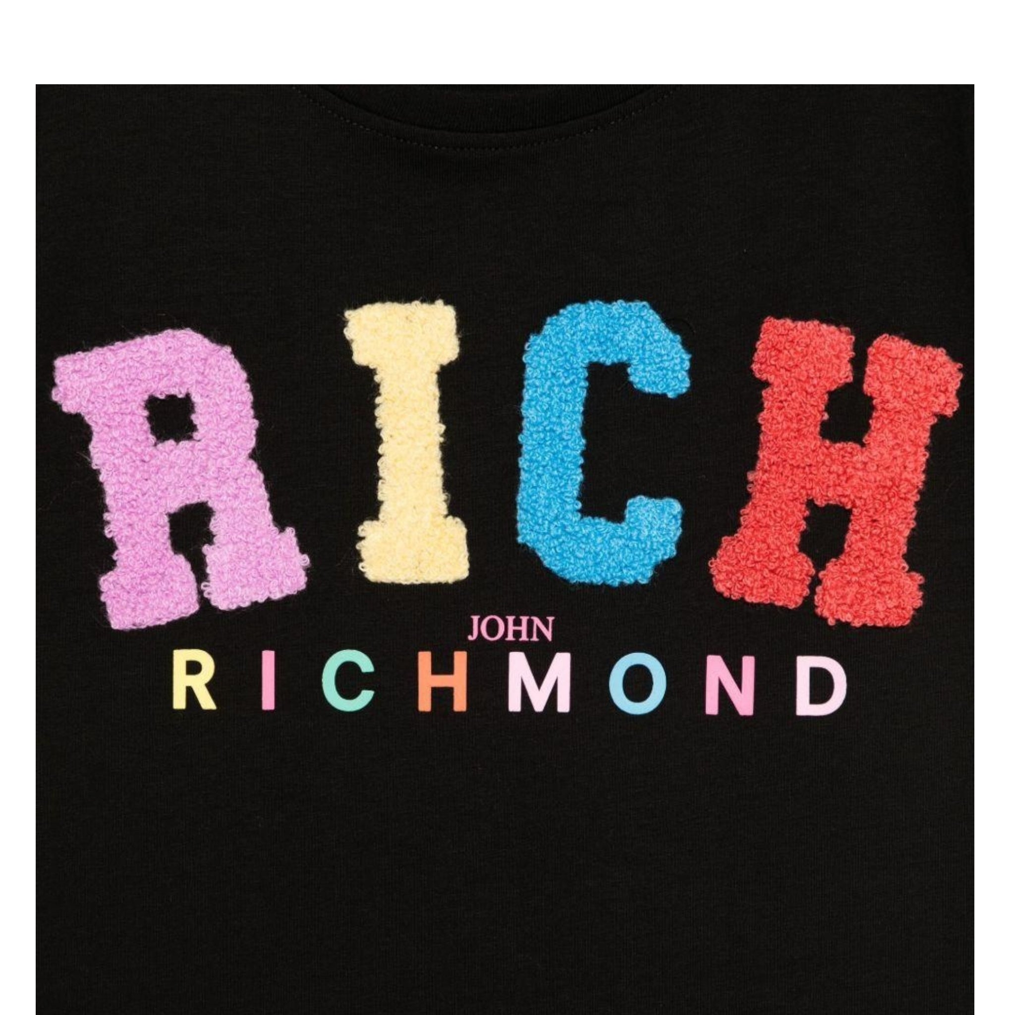 John Richmond T-Shirt Girocollo Tinta Unita con Stampa per Bambina RGP25139TS NERO JOHN RICHMOND 