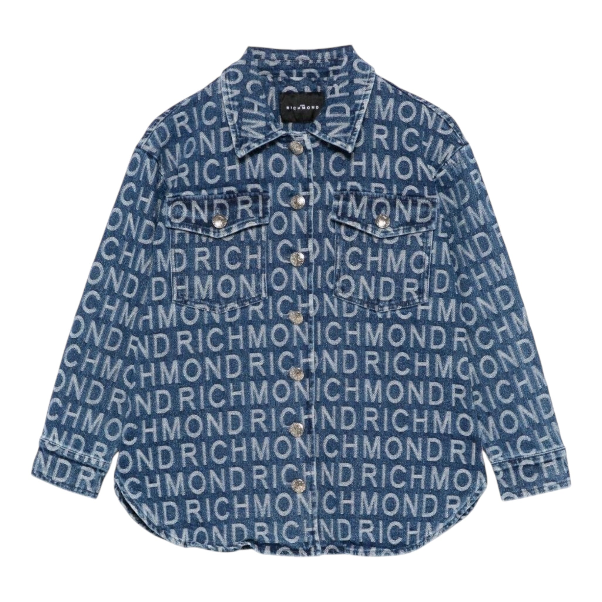 John Richmond Camicia In Denim Tinta Unita Logata per Bambina RGP25164CA BLU JOHN RICHMOND 