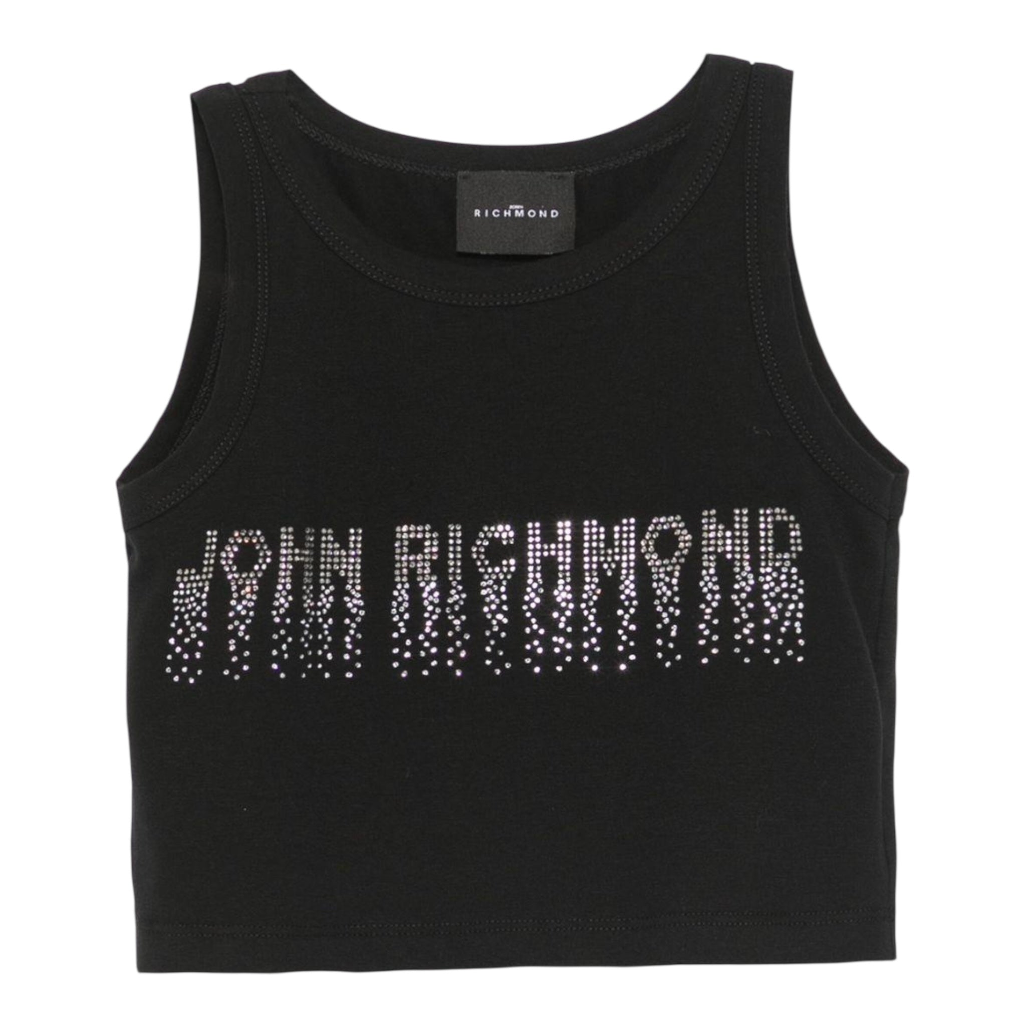John Richmond Canotta Tinta Unita con Brillantini per Bambina RGP25204CN NERO JOHN RICHMOND 