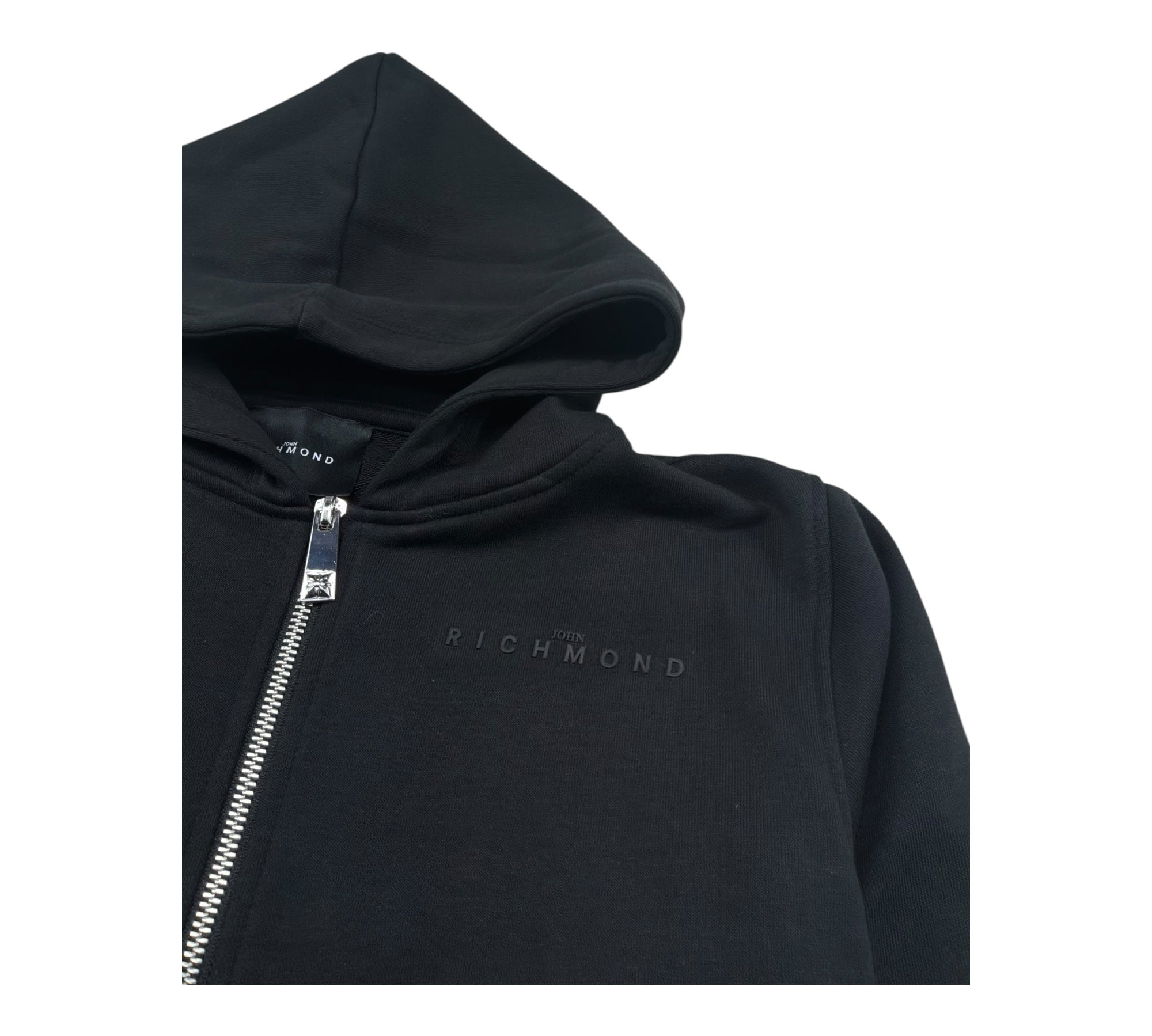 John Richmond Felpa con Zip E Cappuccio Tinta Unita per Bambino RGP26001FE NERO JOHN RICHMOND 