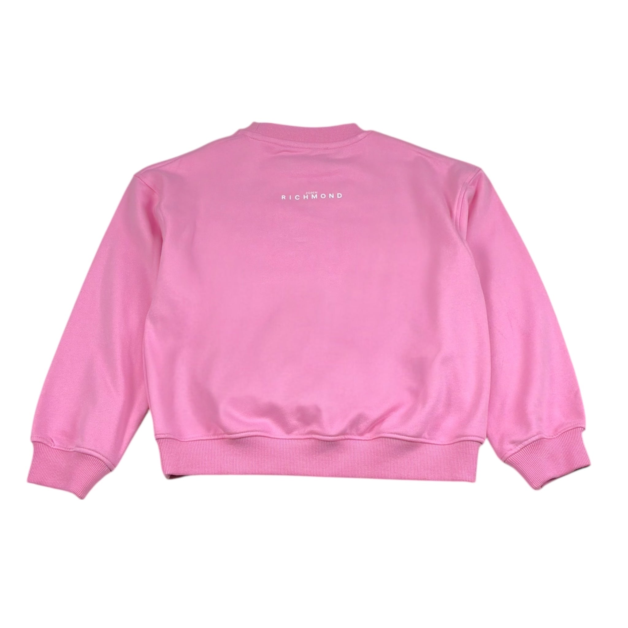 John Richmond Felpa Chiusa Girocollo Tinta Unita con Stampe per Bambina RGP26002FE ROSA JOHN RICHMOND 