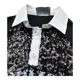 John Richmond Polo Mezza Manica Tinta Unita Paillettata per Bambina RGP26041PO NERO JOHN RICHMOND 