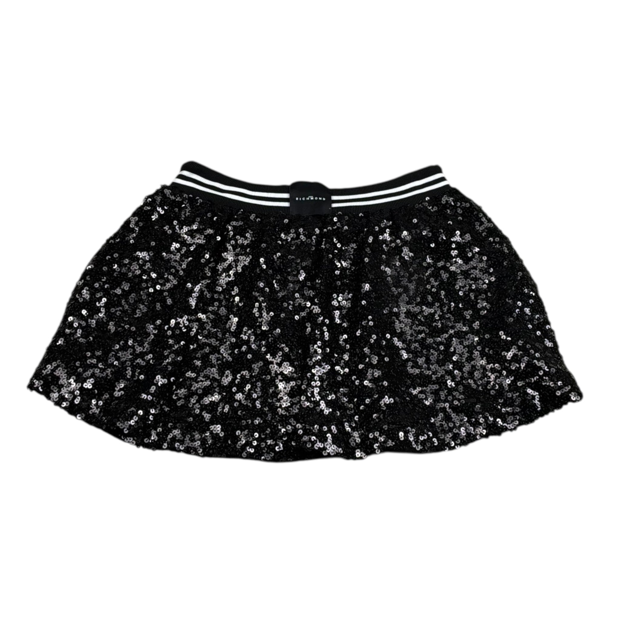 John Richmond Gonna Tinta Unita con Paillettes per Bambina RGP26054GO NERO JOHN RICHMOND 