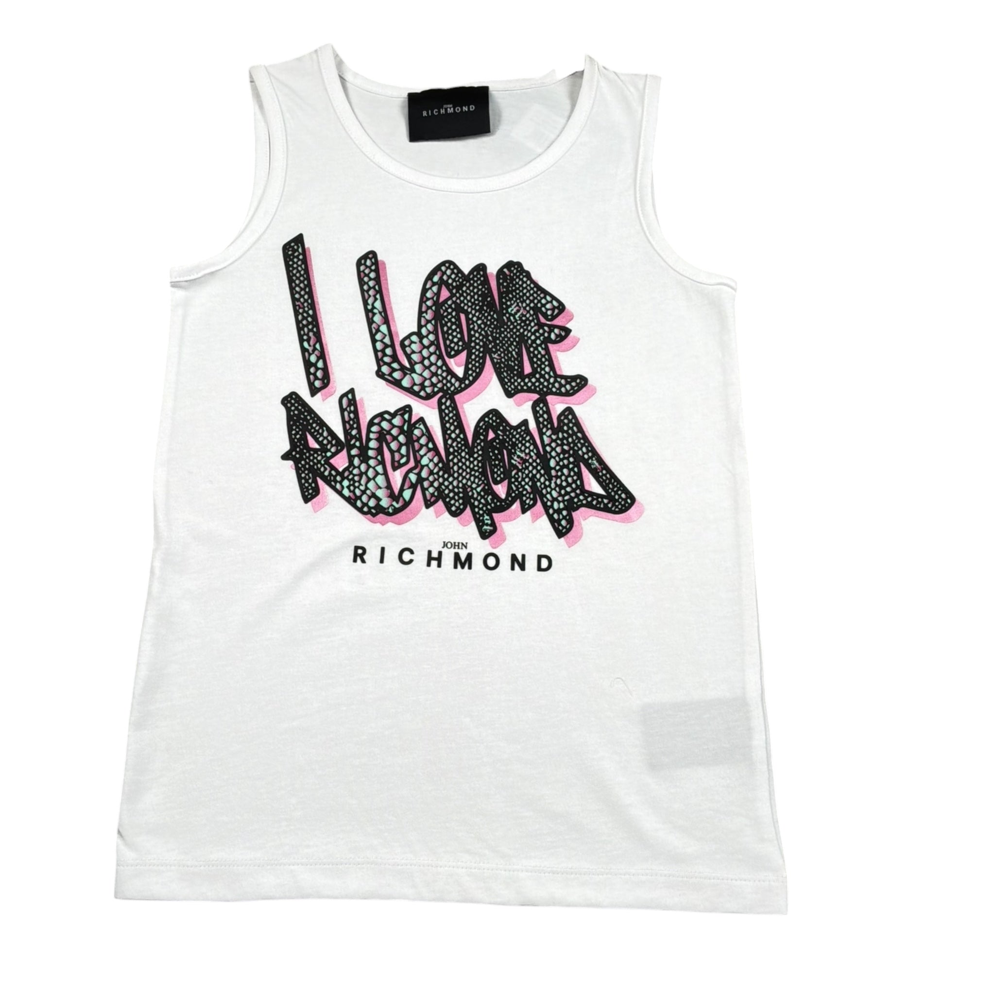 John Richmond Completo 2 Pezzi Canotta Tinta Unita con Stampa-Short per Bambina RGP26120CJ BIANCO JOHN RICHMOND 