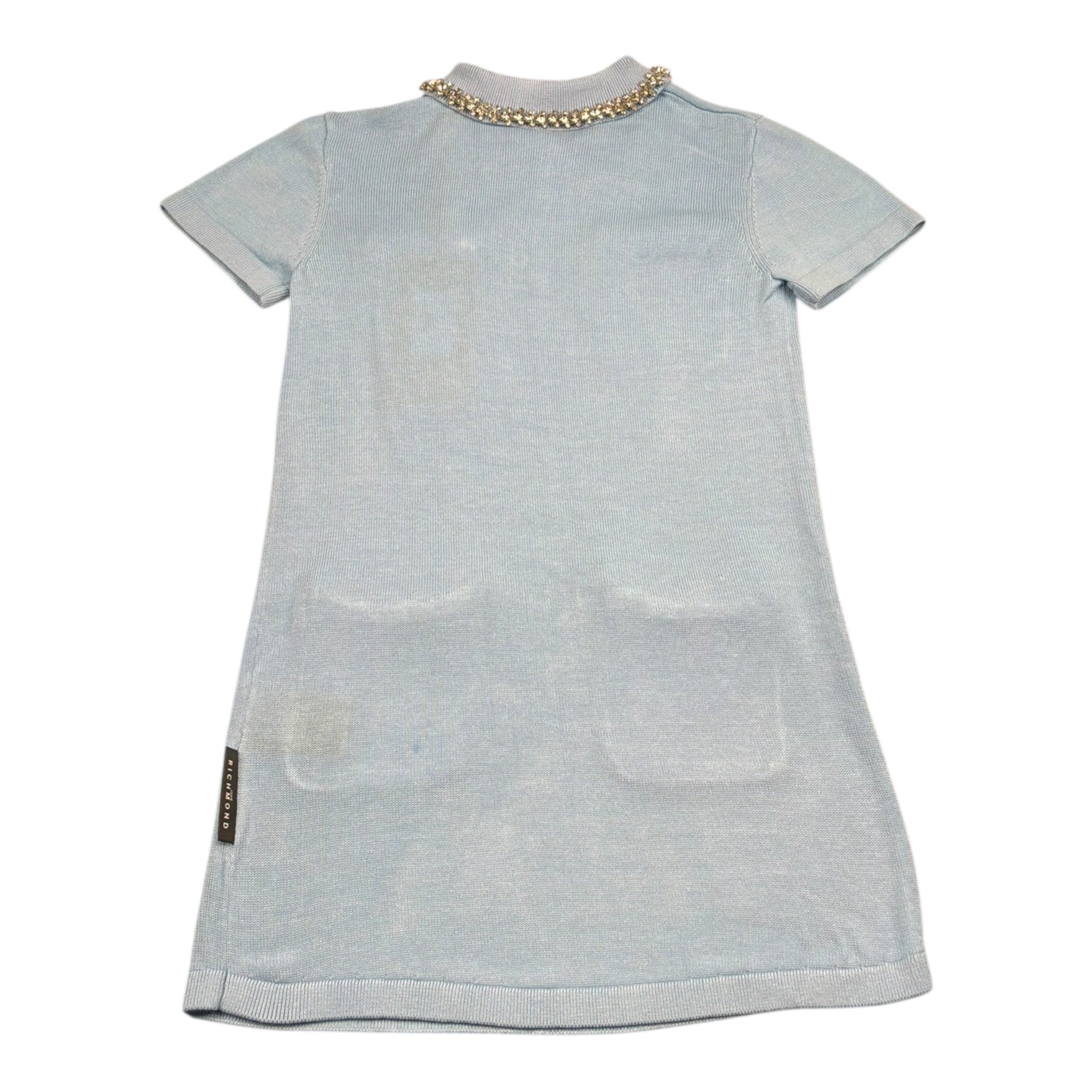 John Richmond Abito Tinta Unita con Colletto E Brillantini per Bambina RGP26187VE AZZURRO JOHN RICHMOND 