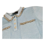 John Richmond Abito Tinta Unita con Colletto E Brillantini per Bambina RGP26187VE AZZURRO JOHN RICHMOND 