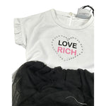 John Richmond Abito Mezza Manica Bicolore con Gonna Tulle E Cinturino Bianco/Nero per Neonata RIP24118CL BIANCO/NERO JOHN RICHMOND 