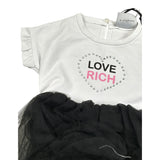 John Richmond Abito Mezza Manica Bicolore con Gonna Tulle E Cinturino Bianco/Nero per Neonata RIP24118CL BIANCO/NERO JOHN RICHMOND 