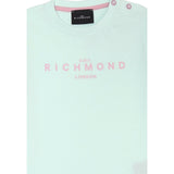John Richmond T-Shirt Girocollo tinta unita con Stampa Verde Acqua per Neonata RIP25002TSS VERDE ACQUA JOHN RICHMOND 