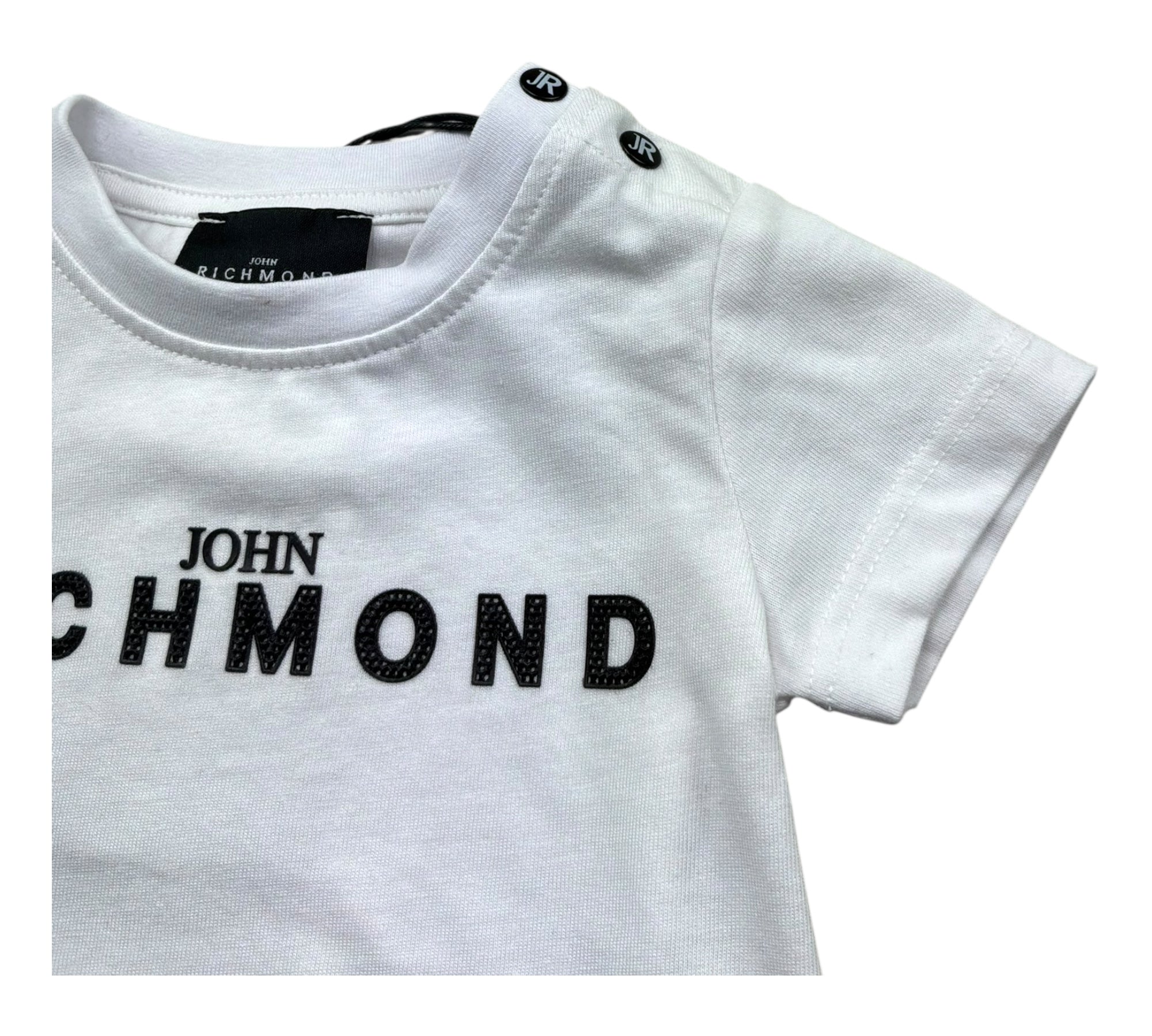John Richmond T-Shirt Girocollo Tinta Unita con Stampa Logo per Neonato RIP26035TS BIANCO JOHN RICHMOND 