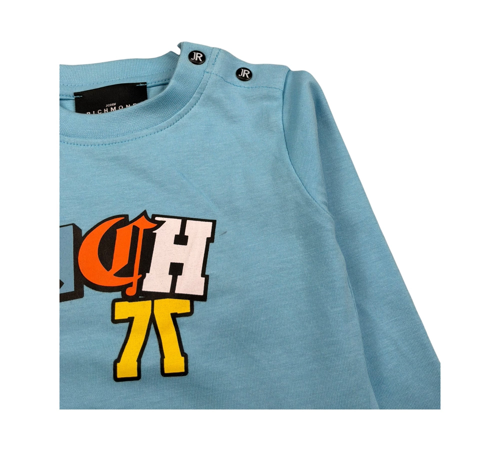 John Richmond Shirt Girocollo Tinta Unita con Logo per Neonato RIP26105TS AZZURRO JOHN RICHMOND 