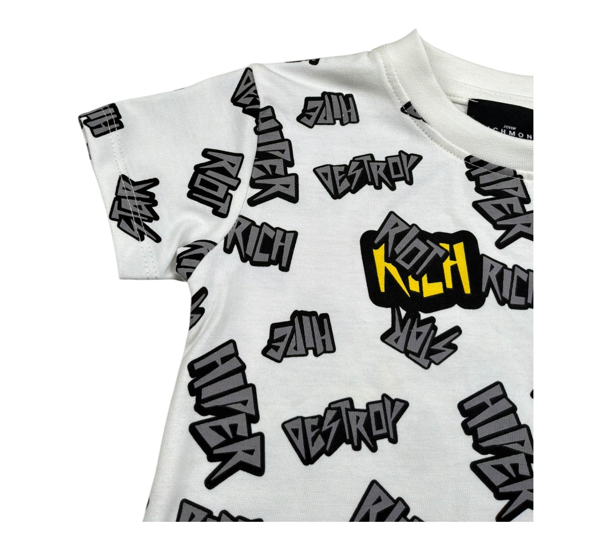 John Richmond T-Shirt Girocollo Tinta Unita con Stampe per Neonato RIP26114TS BIANCO JOHN RICHMOND 