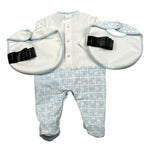 John Richmond Set Tutina-Cappello-Bavette Bicolore per Neonato RLP26001TU BIANCO/AZZURRO JOHN RICHMOND 