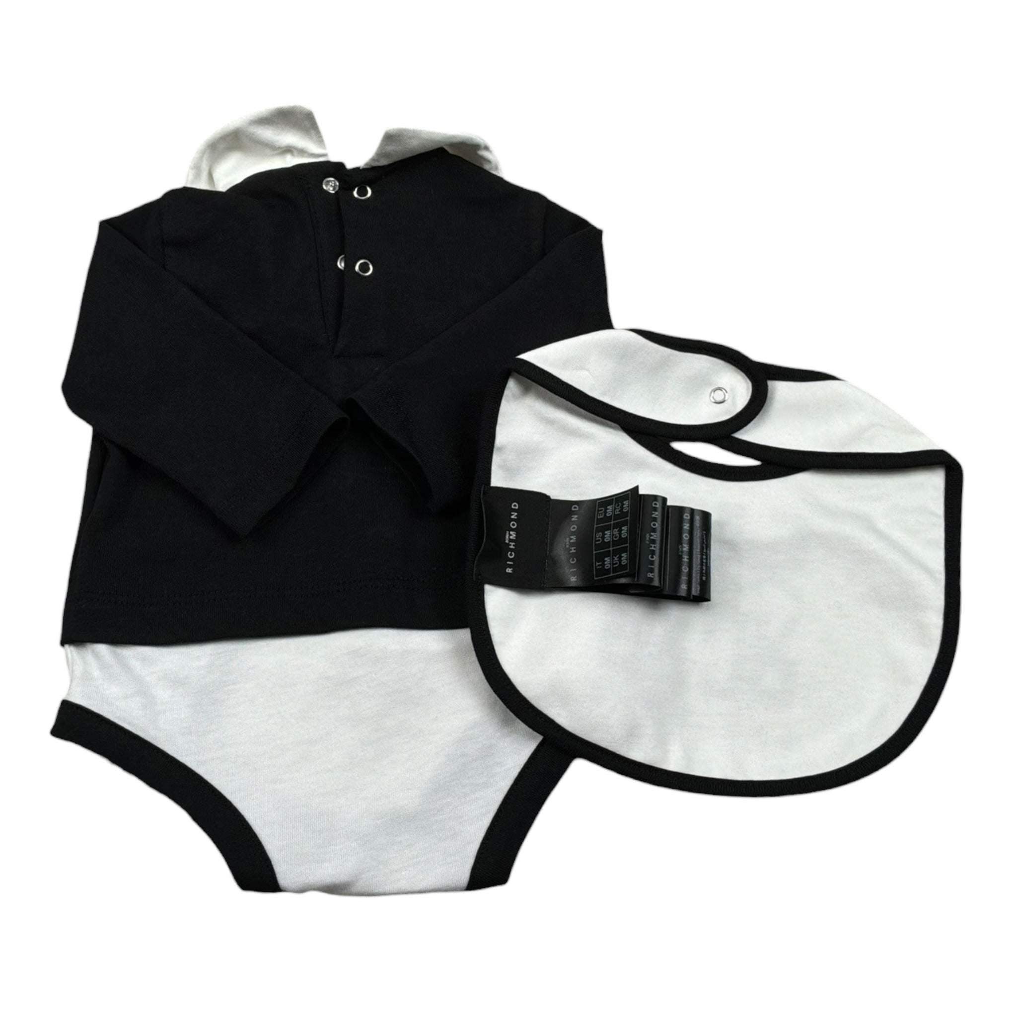 John Richmond Body Manica Lunga Tinta Unita con Cappello per Neonato RLP26002TUU NERO JOHN RICHMOND 