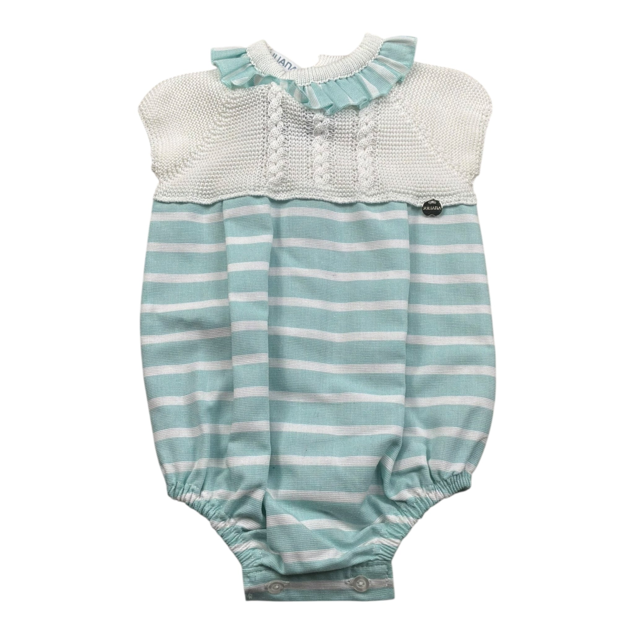 Juliana Pagliaccetto Mezza Manica Fantasia A Righe per Neonata 25168 VERDE ACQUA JULIANA 