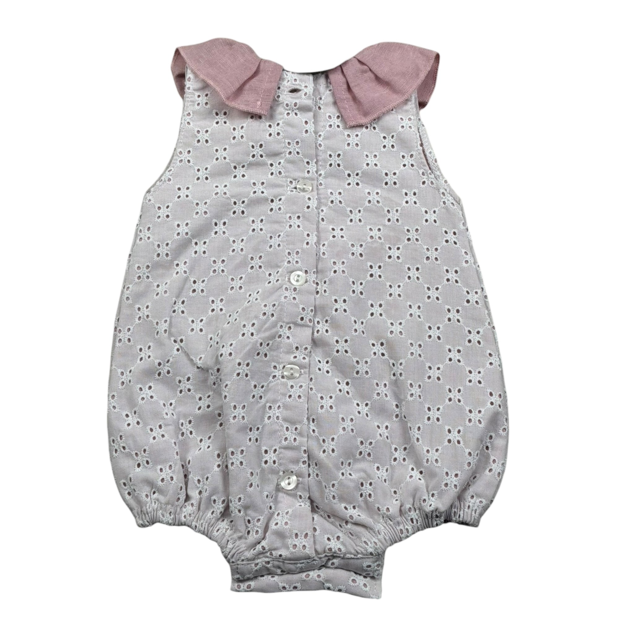 Juliana Pagliaccetto Giromanica Tinta Unita In Pizzo Sangallo per Neonata 25178 BIANCO/ROSA JULIANA 
