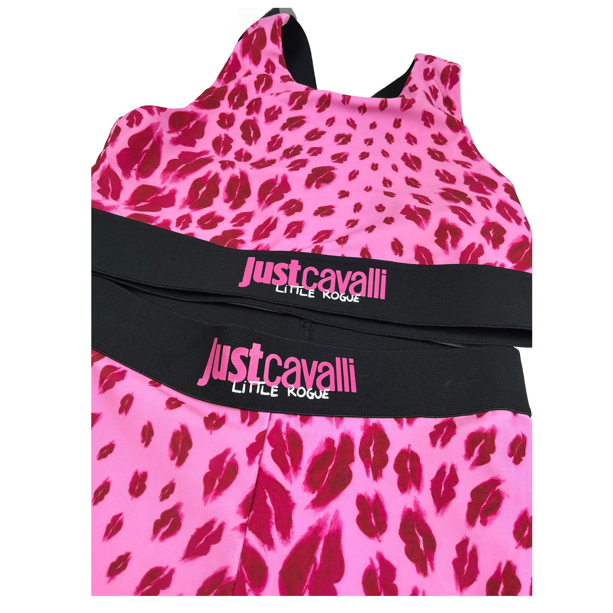 Just Cavalli Completo 2 Pezzi Top-Leggins Tinta Unita con Stampe Bacio per Bambina JGP26033CE ROSA JUST CAVALLI 