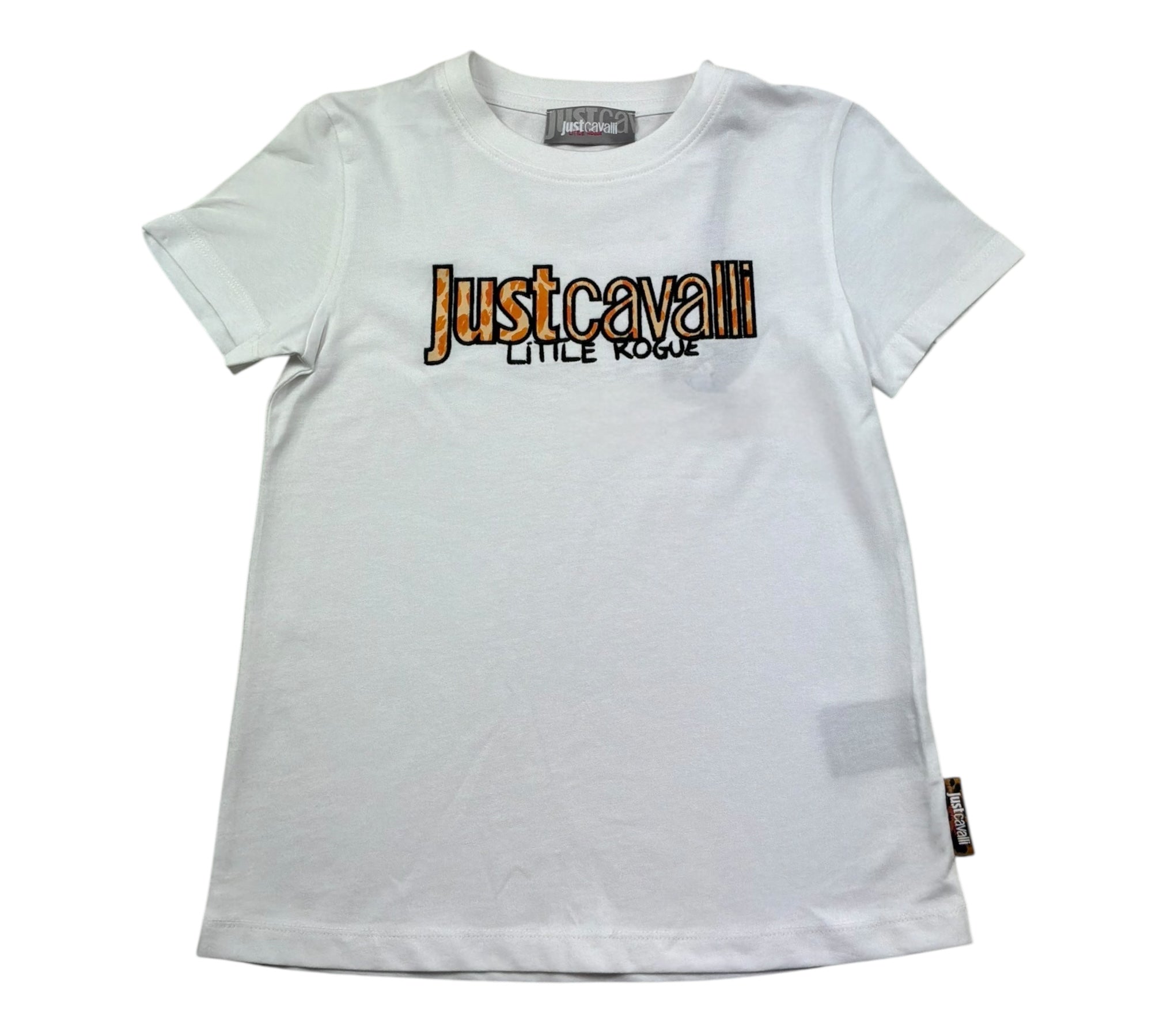 Just Cavalli T-Shirt Girocollo Tinta Unita con Logo per Bambino JGP26187TS BIANCO JUST CAVALLI 