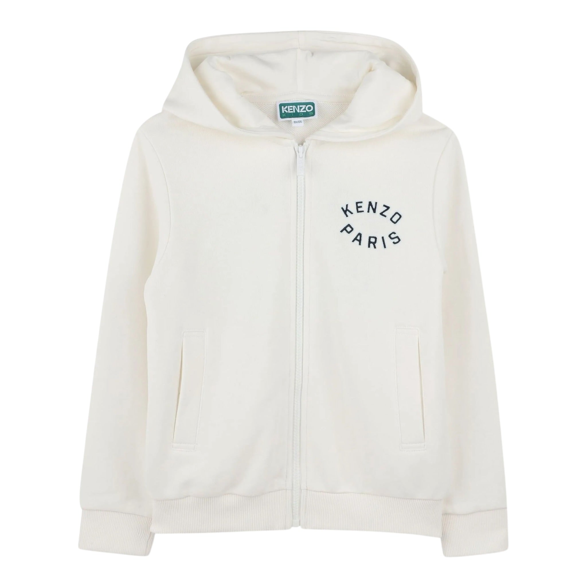 Kenzo Felpa con Zip E Cappuccio Tinta Unita con Logo per Bambino K61176 PANNA KENZO 