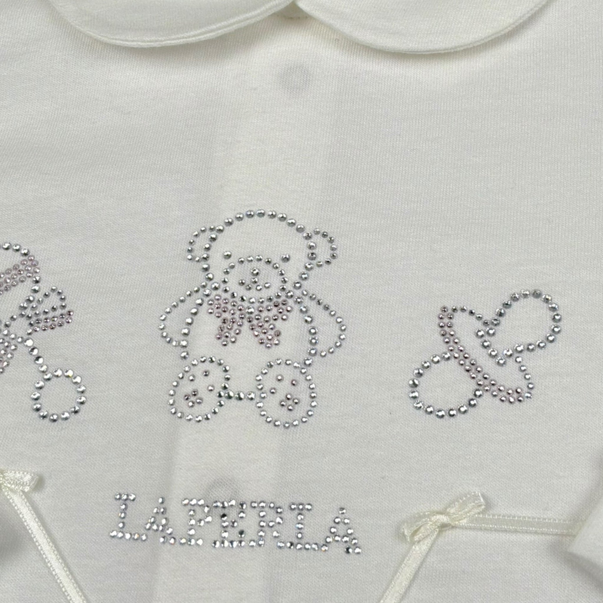 La Perla Tutina tinta unita con Brillantini Bainco per Neonata 73673 BIANCO LA PERLA 