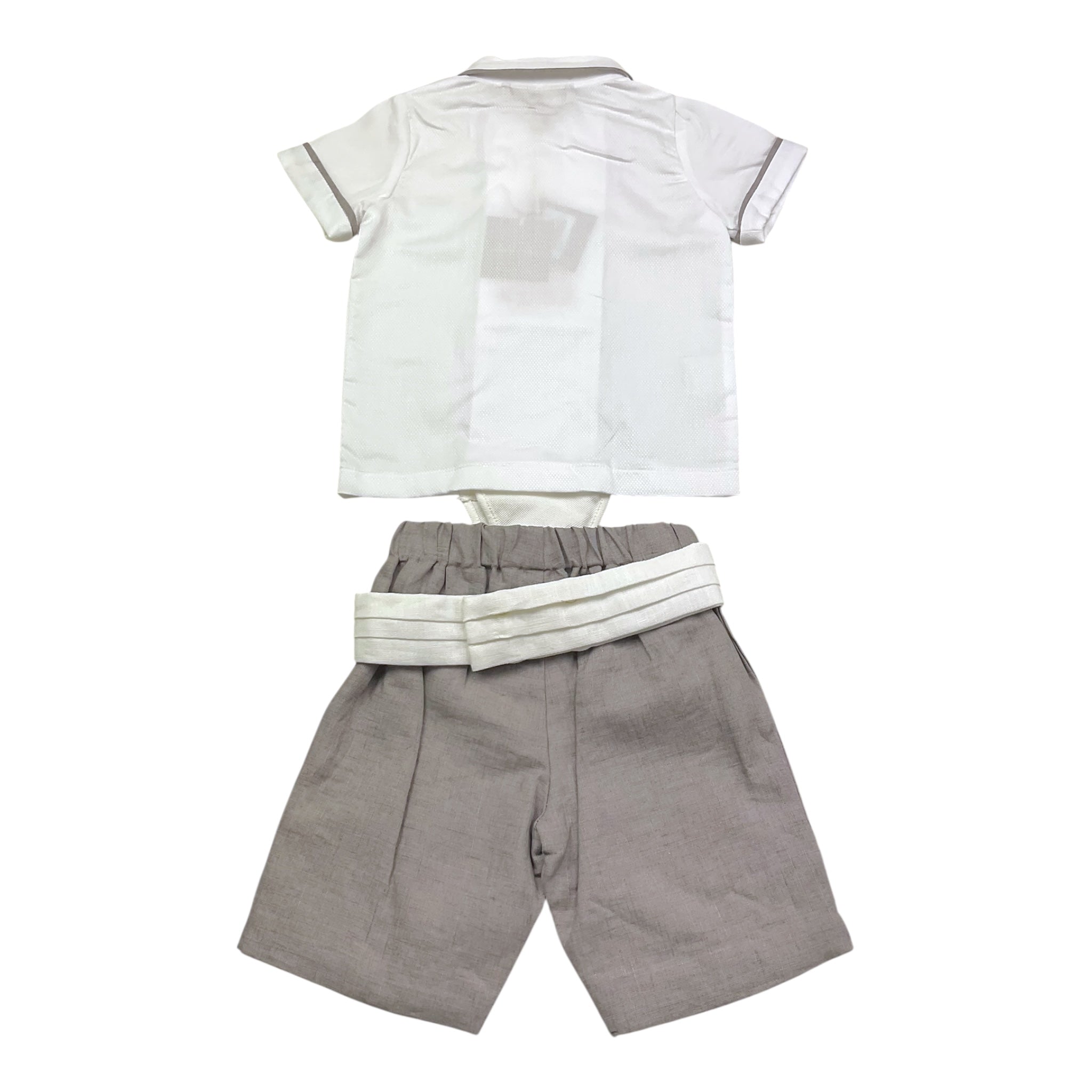 La Stupenderia Completo 2 Pezzi Camicia-Bermuda Bicolore per Neonato CCCT71 BIANCO/SABBIA LA STUPENDERIA 