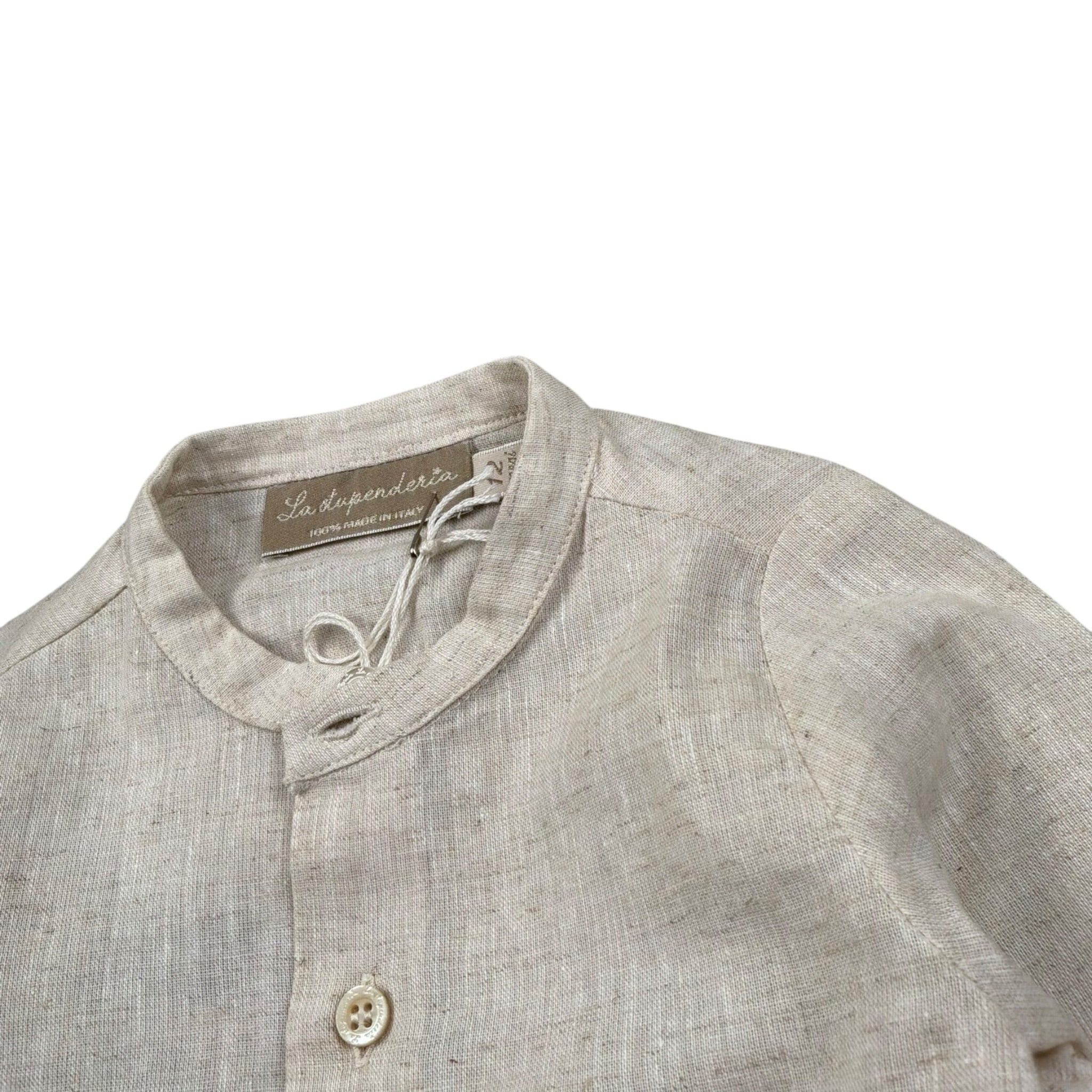 La Stupenderia Camicia tinta unita con Collo Coreano Beige per Bambino TCCM73J BEIGE LA STUPENDERIA 