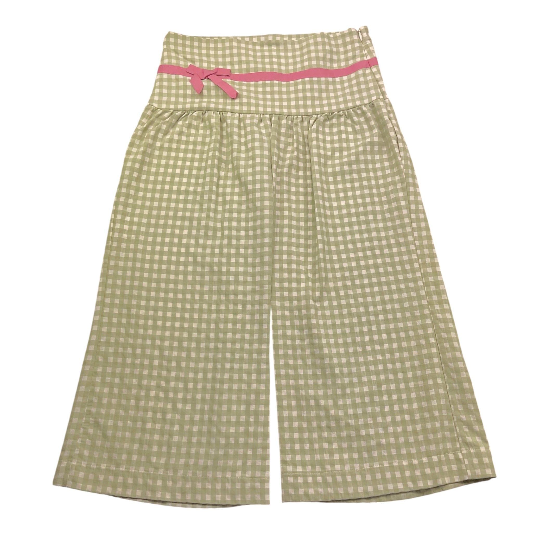 La Stupenderia Pantalone Tinta Unita con Fantasia Quadri per Bambina TJPN76 VERDE LA STUPENDERIA 