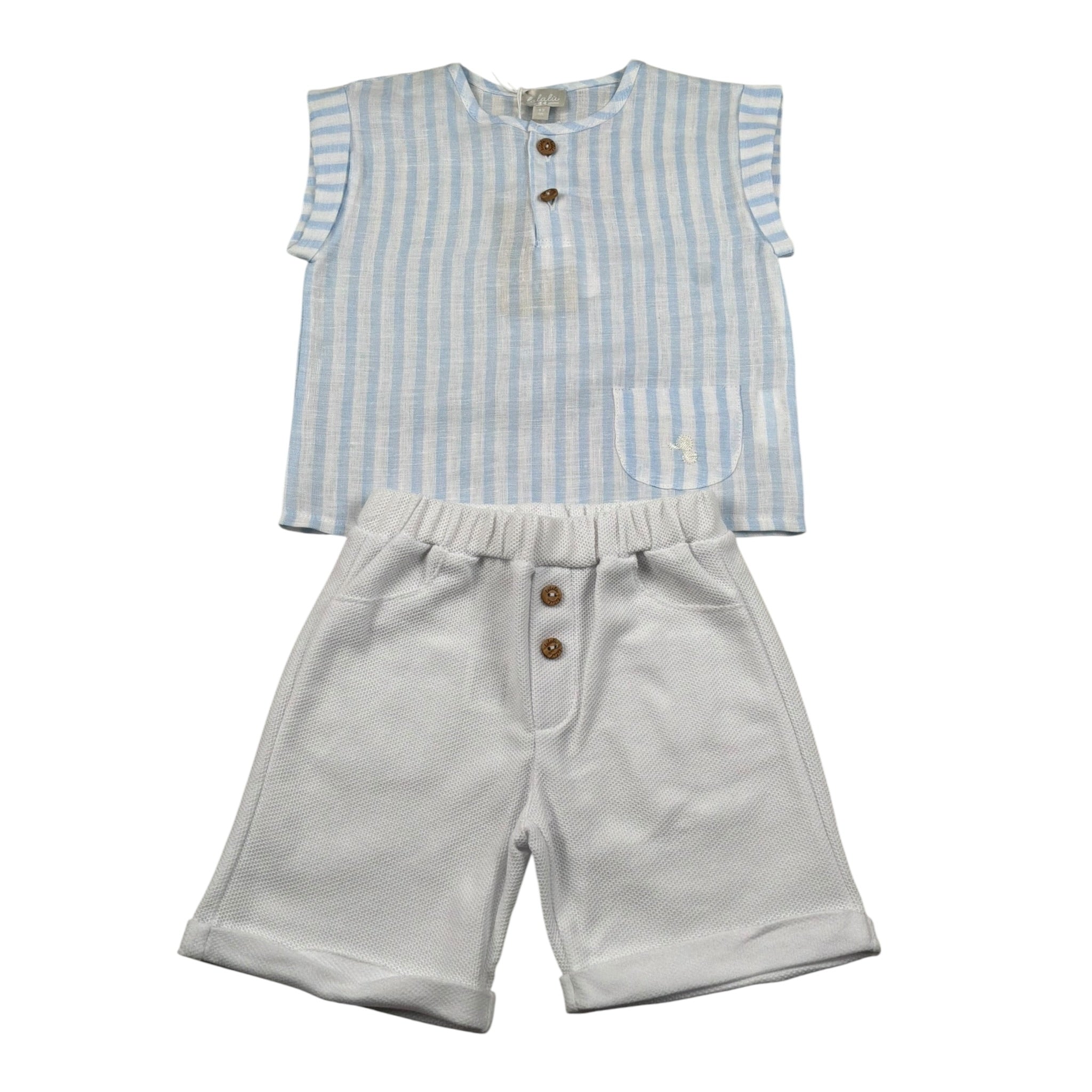 Lalalu' Completo 2 Pezzi Camicia-Bermuda Bianco/Beige per Neonato CCTL01G BIANCO/BEIGE LALALU' 