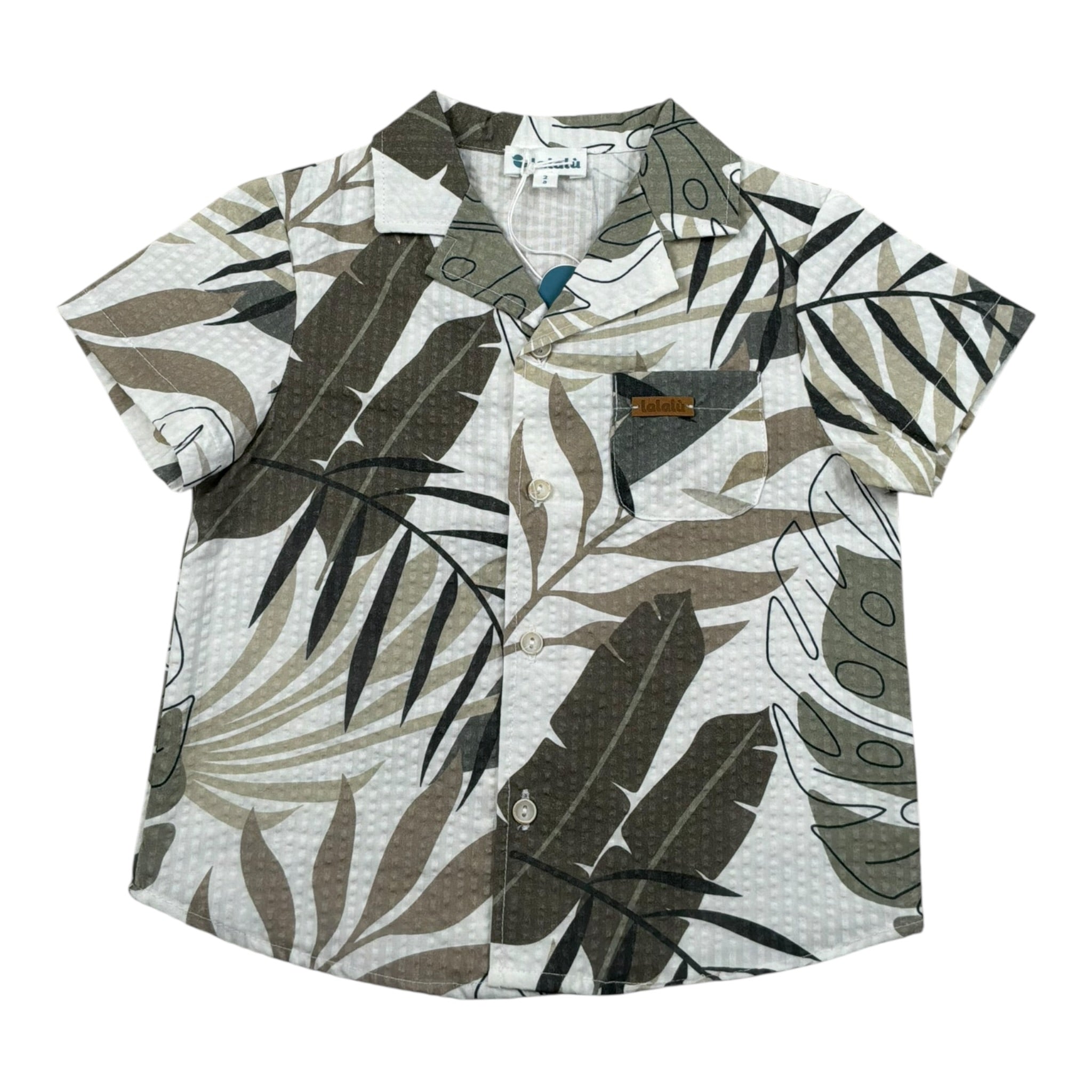 Lalalu' Camicia tinta unita Mezza Manica con Fantasia Bianco per Bambino CML350PBXJ BIANCO LALALU' 