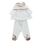 Lalalu' Completo 2 Pezzi Shirt-Ghettina Tinta Unita con Stampa per Neonata CPL017P BIANCO LALALU' 
