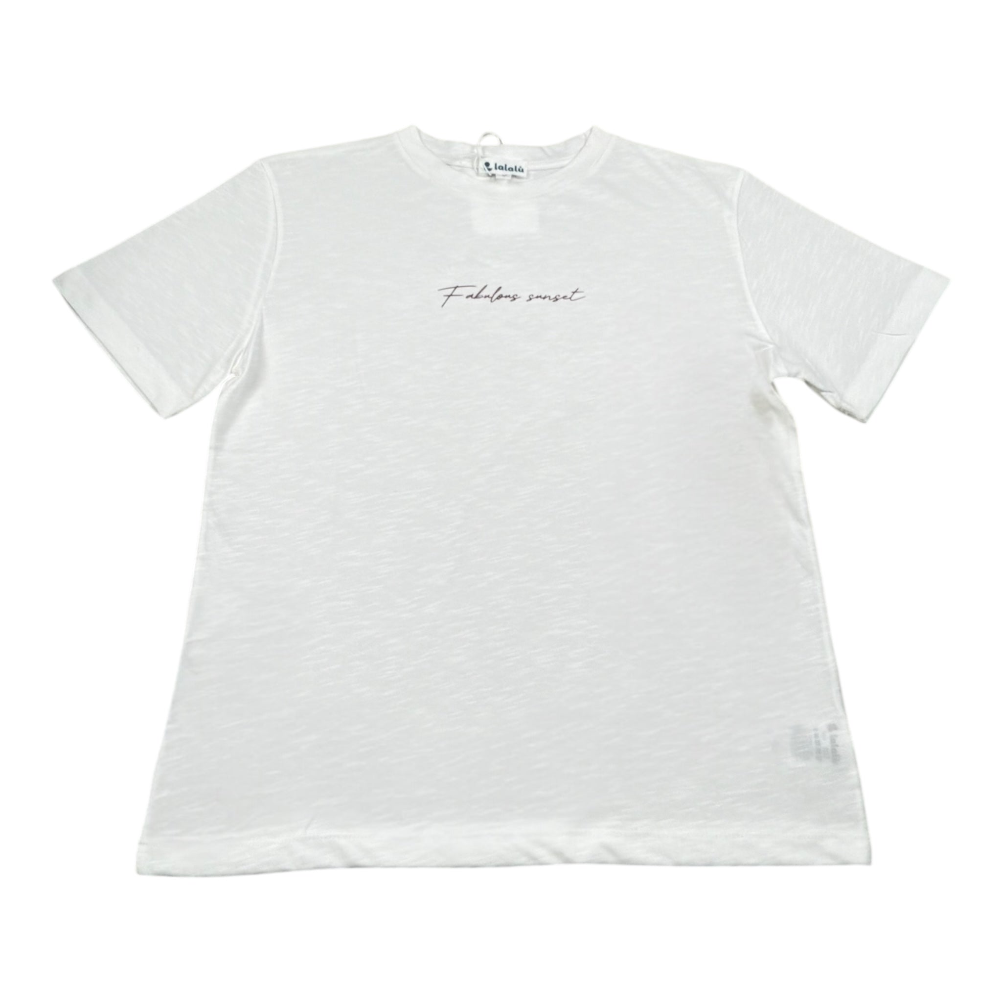 Lalalu' T-Shirt Girocollo Tinta Unita con Stampa per Bambino TSL130PB BIANCO LALALU' 