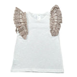 Lalalu' T-Shirt tinta unita con Balze Bianco per Bambina TSL70PB BIANCO LALALU' 