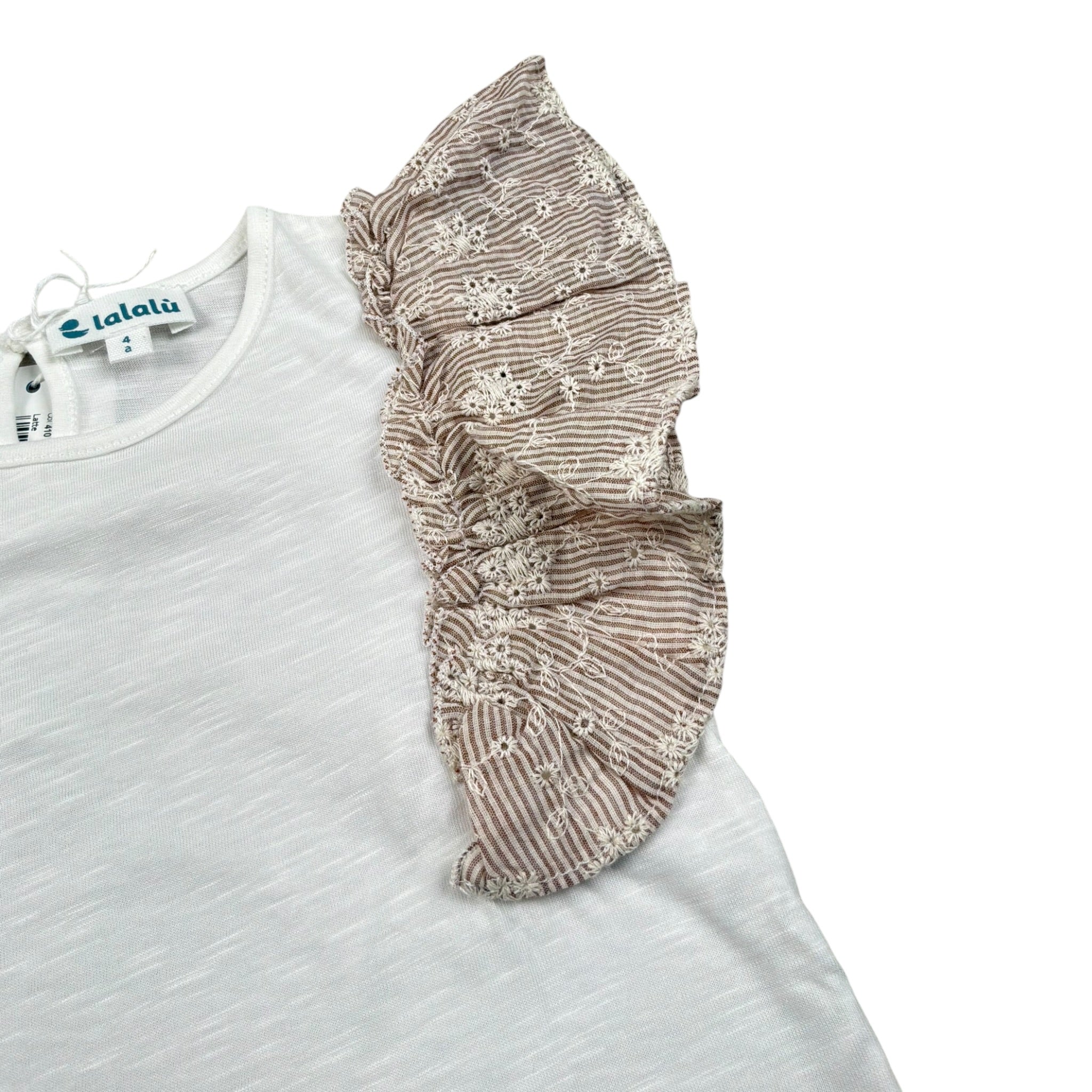 Lalalu' T-Shirt tinta unita con Balze Bianco per Bambina TSL70PB BIANCO LALALU' 