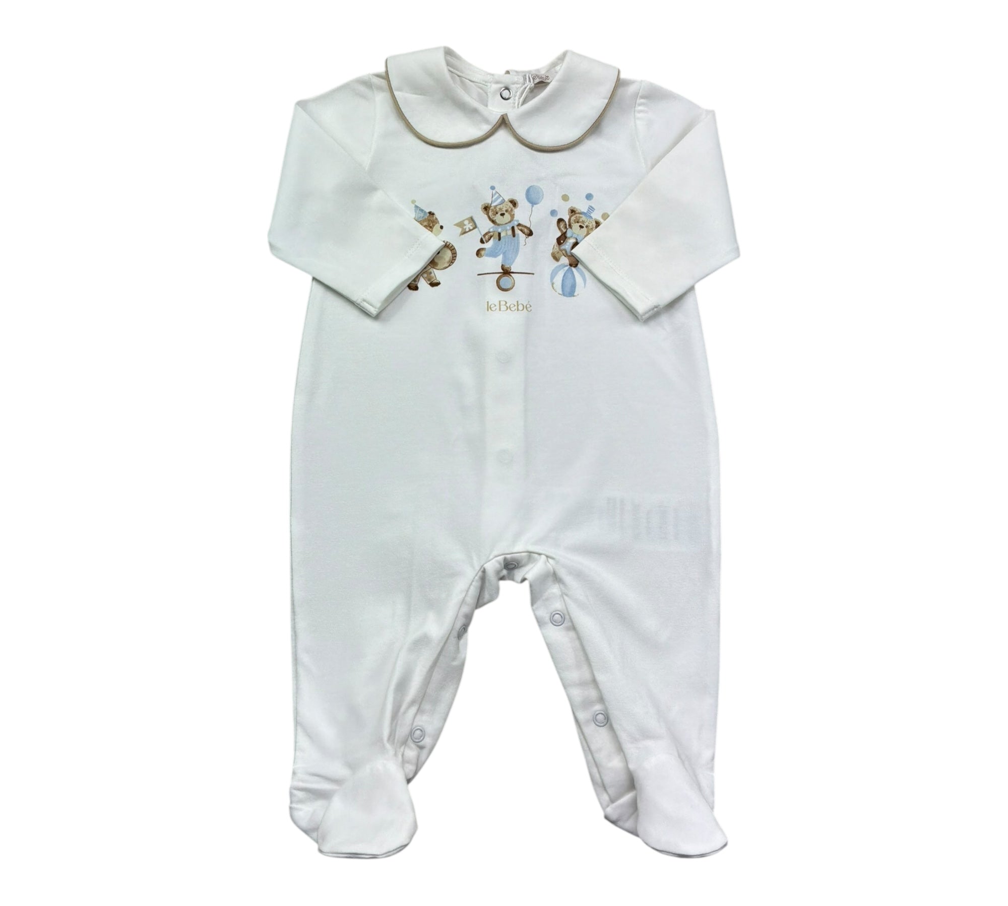 Le Bebe Tutina Manica Lunga Tinta Unita con Stampa per Neonato LBB5271 BIANCO LE BEBE 