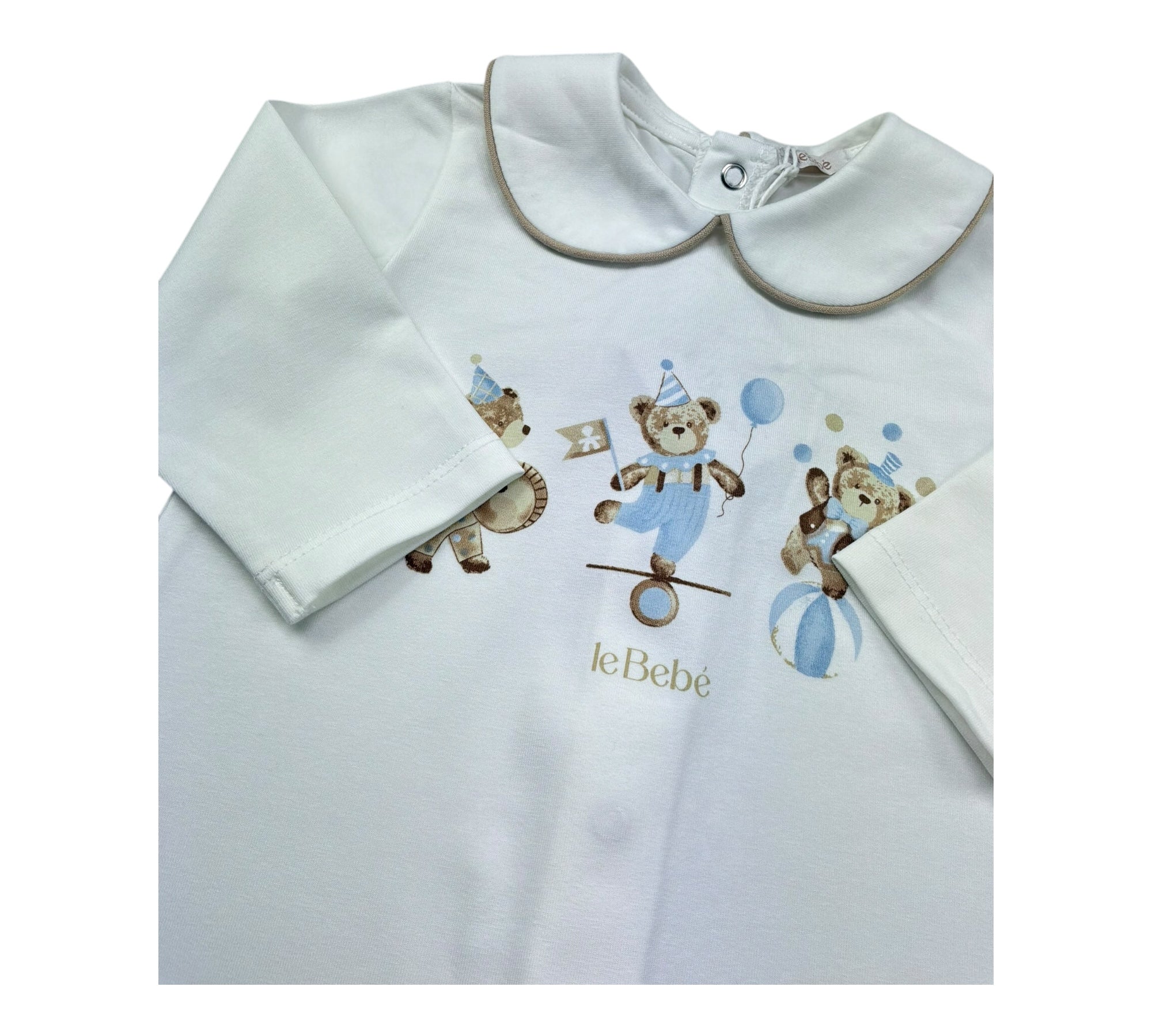 Le Bebe Tutina Manica Lunga Tinta Unita con Stampa per Neonato LBB5271 BIANCO LE BEBE 