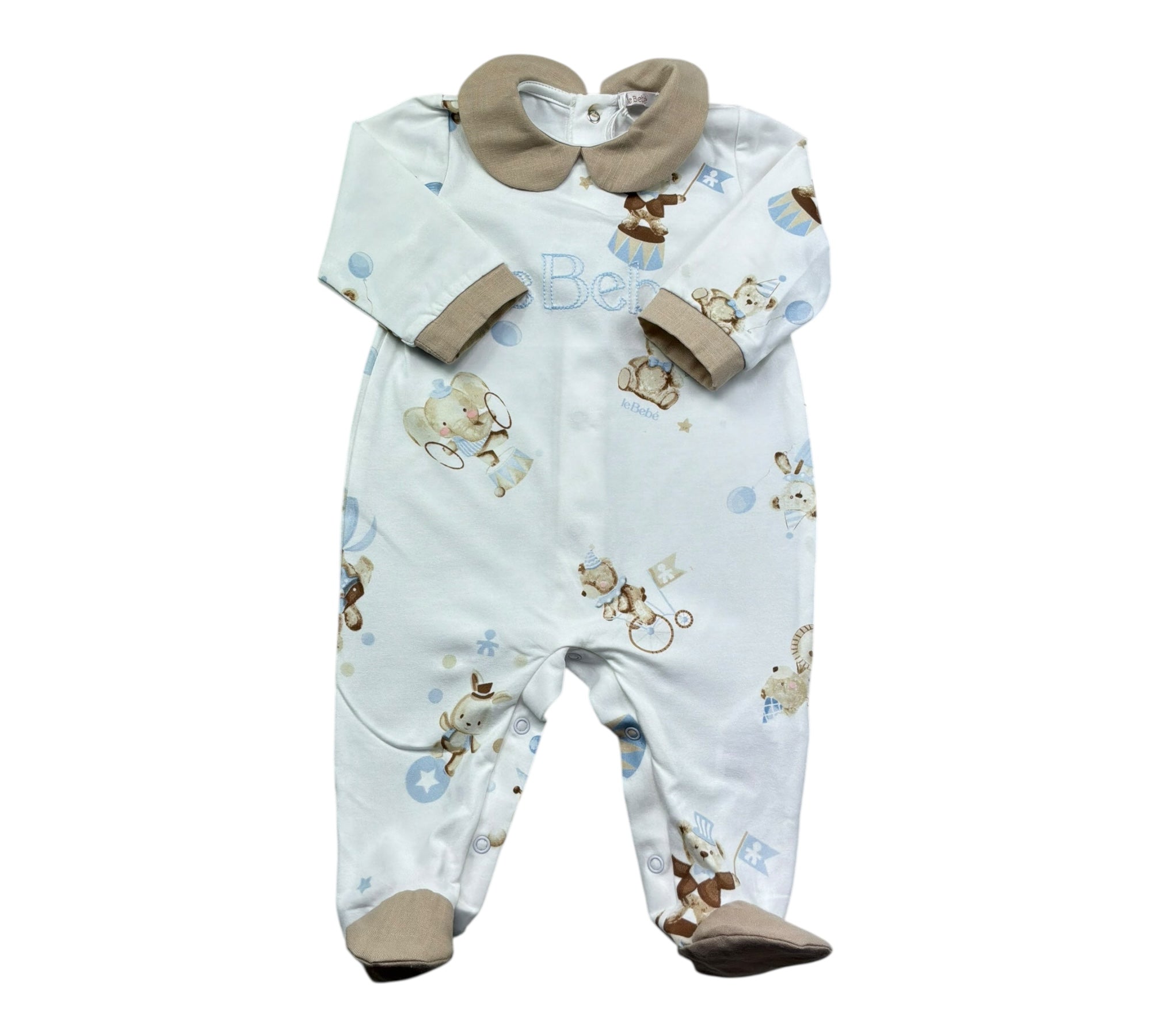 Le Bebe Tutina Manica Lunga Tinta Unita con Stampe per Neonato LBB5272 BIANCO LE BEBE 